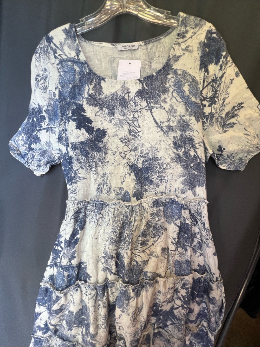 Puro Lino Blue Floral Maxi Dress